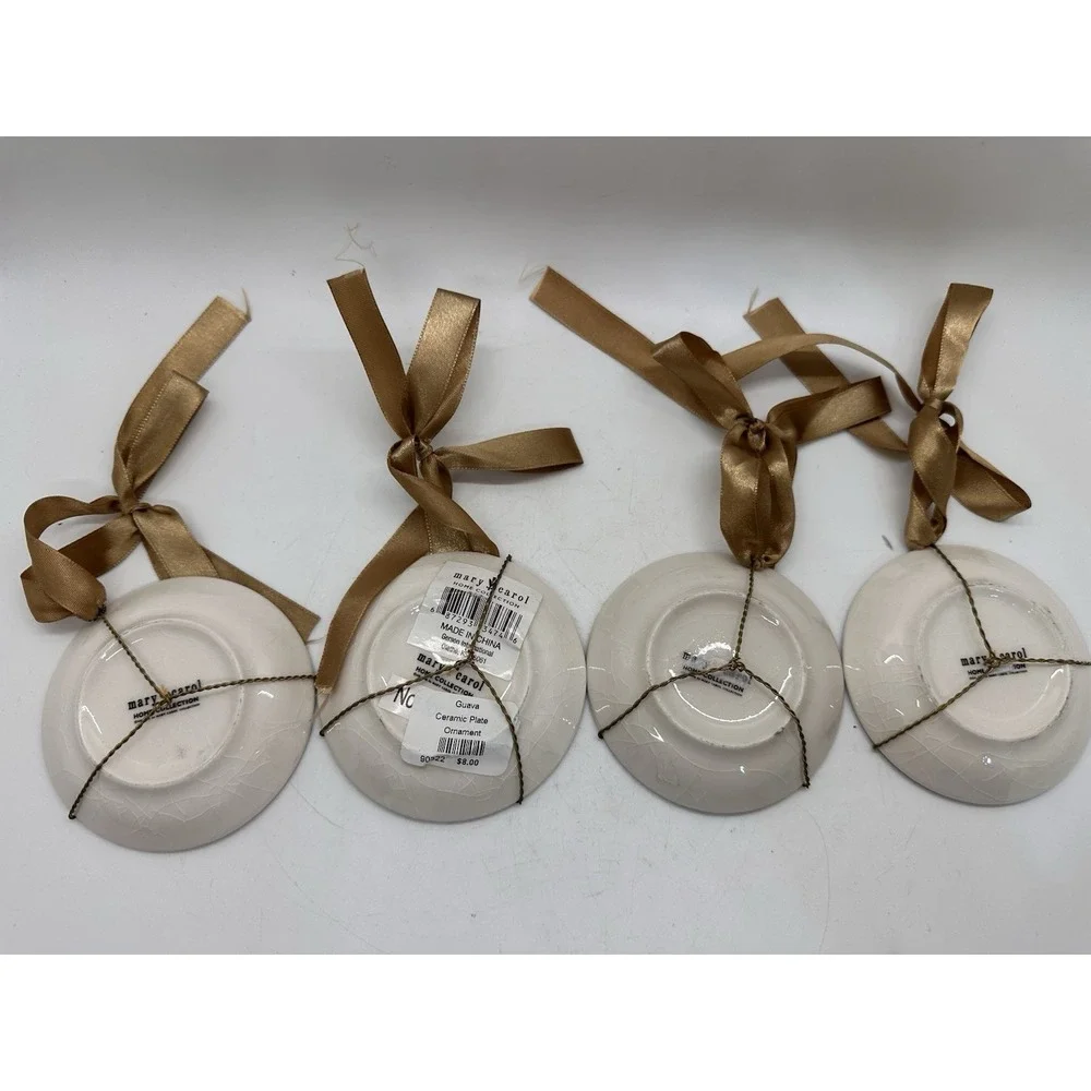 Mary Carol Tree‎ Plate Ornaments Set 4 Ceramic Rustic Farmhouse Hanging (lot 3)